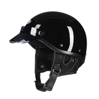 Casque de moto électrique demi-coque avec double visière en plastique renforcé de fibre de verre léger unisexe rétro pour la croisière