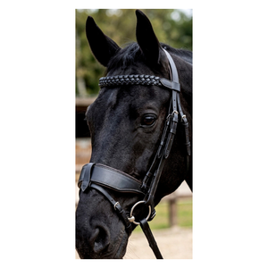 Equestrian Hunter Horse Bridle Cow soft leather Braided Browband - Product Image 2
