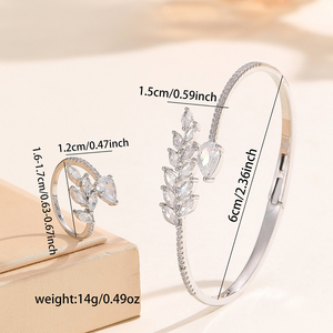 <span class=keywords><strong>Set</strong></span> Cincin dan Gelang Zirkon Perak/ Berlapis Emas Tembaga <span class=keywords><strong>Set</strong></span> Gelang dan Cincin, Cocok untuk Pria dan Wanita untuk Acara Pesta - Product Image 6