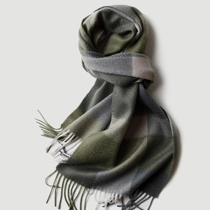 Écharpe longue en cachemire pur à 100% pour femmes, motif tartan à carreaux, épaisse, avec pompons, automne et hiver, YHK0094 - Product Image 5