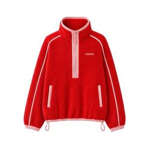 Veste en polaire Sherpa personnalisée pour <span class=keywords><strong>femme</strong></span>, pull à quart de zip, sweat-shirt Teddy oversize, <span class=keywords><strong>manteau</strong></span> décontracté chaud d'<span class=keywords><strong>hiver</strong></span> avec poches - Product Image 2