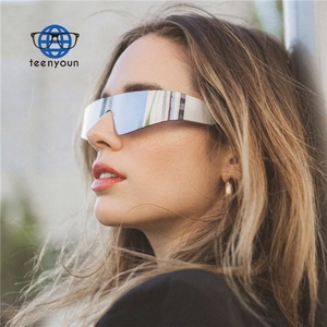 <span class=keywords><strong>Gafas</strong></span> de Sol Deportivas Teenyoun Extra Grandes Sin Montura, Estilo Punk, Espejo, Color Caramelo, para <span class=keywords><strong>Ciclismo</strong></span> - Product Image 3