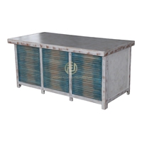 Buffet de salle à manger moderne avec tiroirs, dessus en bois, console de luxe en acier inoxydable