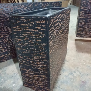 Extérieur Grand Jardin Carré <span class=keywords><strong>Rectangulaire</strong></span> En Fiber <span class=keywords><strong>De</strong></span> <span class=keywords><strong>Verre</strong></span> Jardinières avec Gris et Or - Product Image 5