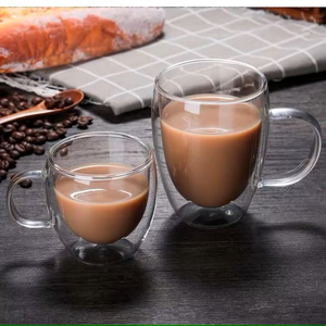 La cantina offre una tazza di caffè e latte trasparente personalizzabile da 150ml con doppi vetri - Product Image 3