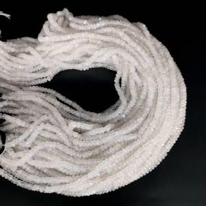 Cuentas de Rondelle facetadas de piedra lunar arcoíris Natural para suministros de fabricación de joyas Cuentas sueltas de 4mm Piedra lunar natural Piedra preciosa a granel - Product Image 3