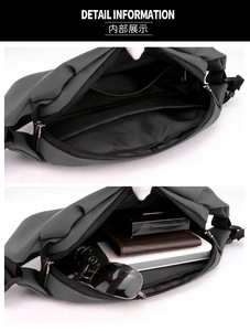 Großhandel Maßgefertigte Modische Wasserdichte Umhängetasche mit Reißverschluss Reise-Oxford-Tasche mit USB-Anschluss Brusttasche für Herren - Product Image 4
