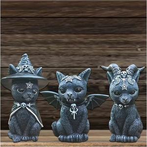 Figurine de Chat Noir en Résine pour Décoration d'Halloween, Statue d'Horreur, Chapeau de Sorcière, <span class=keywords><strong>Occulte</strong></span>, pour Ornement de Pelouse - Product Image 6