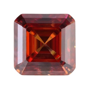 Moissanite de laboratoire couleur D, rouge grenat fantaisie, jaune citron champagne, taille carrée biseautée, pierre lâche à facettes plates, taille Asscher CAL - Product Image 3