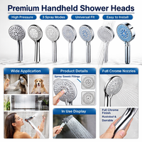 Cabezal de Ducha Manual de Alta Presión con Conexión sin Herramientas, Plástico ABS Cromado, Diseño Antiobstrucción, Ahorro de Agua, Rociador Único, Ideal para Apartamentos