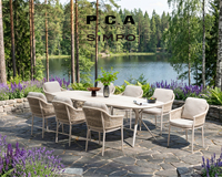 Ensemble de meubles d'extérieur modernes et légers SIMPOLIFESTYLE Premium, ensemble de salle à manger de luxe DRIFT pour jardin, 6 places, table en pierre frittée pour balcon
