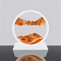 Cadeau artisanal en verre rond avec logo personnalisé, art du sable 3D à mouvement liquide, tableau de sable en mouvement, paysage de sable fluide