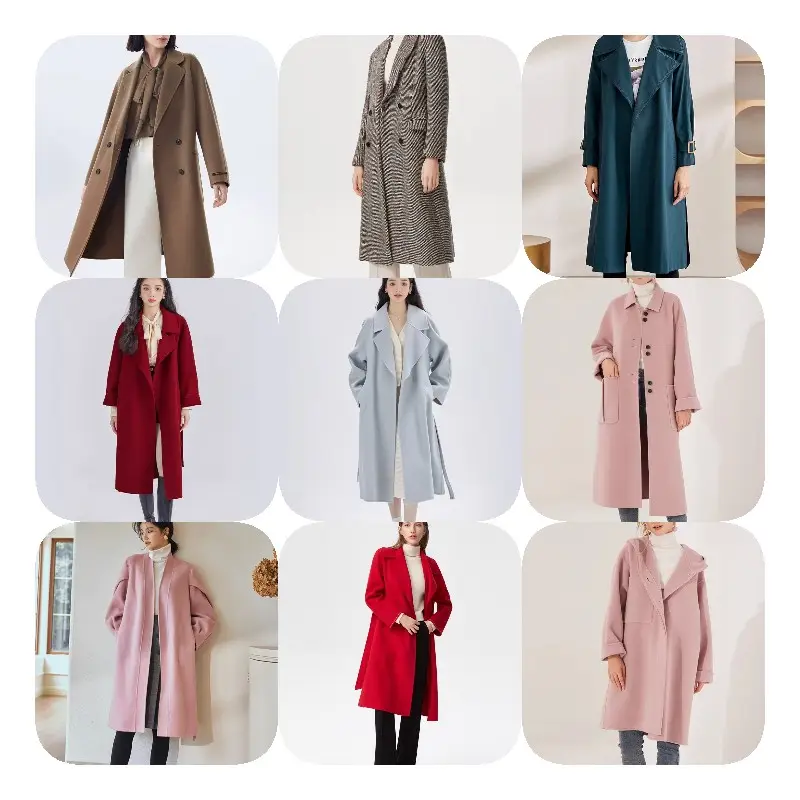 Custom Loose Ladies Elegant Winter Korean Fur Blend Coats Handmade Woolen Cashmere Overcoat Wool Long Coat For Women