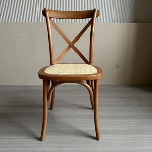 Katı ahşap yemek sandalyesi modern restoran rattan sandalye ahşap çapraz sandalye - Product Image 1