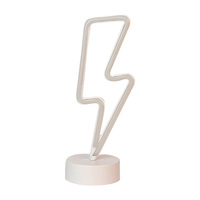Lampes néons LED en forme d'éclair, fonctionnement à piles, lampe de Table de bureau pour chambre à coucher, mur de Bar avec Base de support