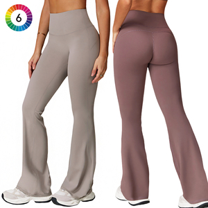 STARBILD V Back Scrunch Leggings Bootcut De Sport Pour Femmes, Pantalons De Yoga Jambes Evasés, Bootleg Pants Pour Entraînement Et Casual, V Cut - Bleu S