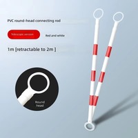 Barre télescopique de 2 m pour cônes de signalisation, rouge et blanc réfléchissants, pour cônes routiers en caoutchouc/PVC, sans son, sans alimentation électrique