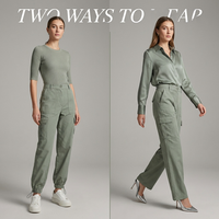 Pantalon cargo taille haute respirant personnalisé pour femme, en Lyocell durable, utilitaire, ample, multi-poches, vente en gros, marque US