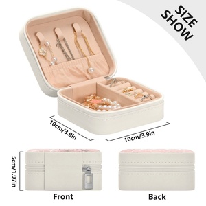 Hawaii Hau Pink Flower PU <b>Leather</b> Small Jewelry Box <b>Bracelet</b> Storage Custom Print Aloha Jewelry Cases Travel Organizer for <b>Women</b> - Product Image 5