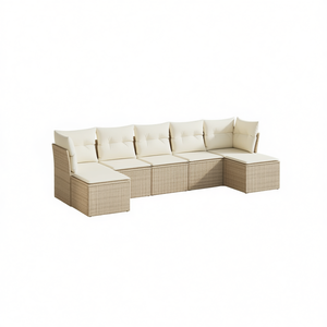 Ensemble de canapés de jardin en rotin beige, mobilier d'extérieur avec coussins en mousse haute densité, design contemporain imperméable - Product Image 1