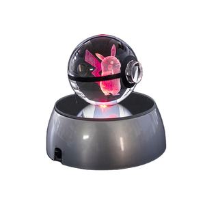 Vente en gros Nouveau Design Pokemon Ball K9 Crystal Ball <span class=keywords><strong>Pikachu</strong></span> personnalisé 3d photo Crystal Pokemon Ball avec base LED - Product Image 1