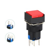 Petit interrupteur à bouton-poussoir rectangulaire LA16-11FD installé avec lumière