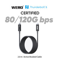 Câble tressé Thunderbolt 5 certifié 1,5 m 2 m 80 Gbit/s 240 W PD 3.1 USB4 C compatible 8K pour ordinateur portable et station d'accueil