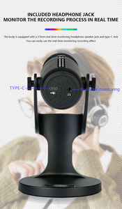 Bonne qualité sonore ABS RGB Gaming Desktop Microphone à condensateur Réduire le bruit Streaming Podcast USB RGB <span class=keywords><strong>Effet</strong></span> d'éclairage dynamique - Product Image 5