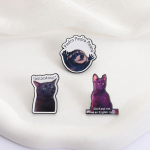 Pin de Esmalte de Gato Negro con Frase Divertida de <span class=keywords><strong>Pedro</strong></span> Raccoon, Broche de Animal, Joyería, Regalos para Amigos - Product Image 3