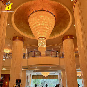 Lustre en cristal à feuilles dorées de luxe - Luminaire suspendu pour <span class=keywords><strong>grand</strong></span> escalier, idéal pour hall d'hôtel 5 étoiles et <span class=keywords><strong>casino</strong></span> - Product Image 6