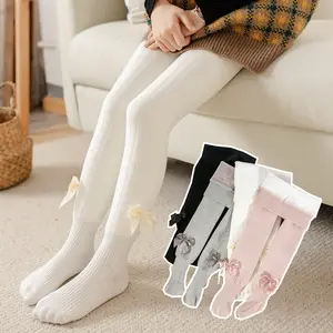 Baby Girls Tights Toddler Knit Leggings Stockings Cute Bowknot Thick Warm Soft Cotton Pantyhose In Winter