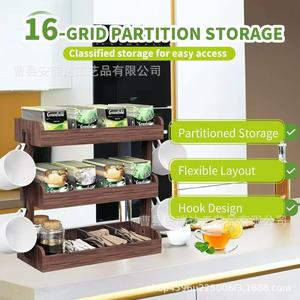 Wooden <b>Desktop</b> <b>Shelf</b> 3 Tier Tea Bag Storage Rack Coffee Sugar Organizer Kitchen Countertop Standing Type - Product Image 5