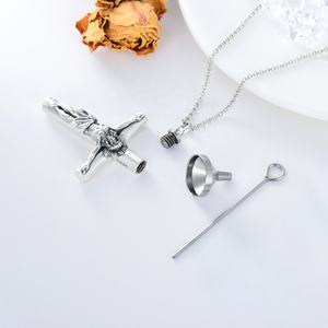 Cremation Jewelry Keepsakes 925 Sterling <strong>Silver</strong> <strong>Large</strong> Jesus Cross Ashes <strong>Locket</strong> Urn Necklace for Men - Product Image 3