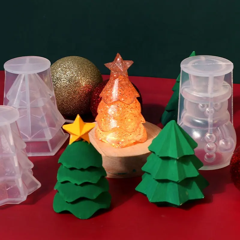 3D Снеговик Рождественская елка Свеча ручной работы силиконовая форма эпоксидная смола рождественские украшения Ремесло