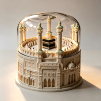 Artisanat en résine entièrement personnalisé, coffret cadeau haut de gamme, sculpture de luxe représentant la mosquée de la Mecque, la Kaaba, globe à neige avec commande magnétique pour contrôler le mouvement