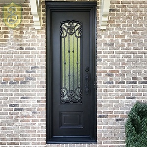 Porte d'entrée principale moderne en fer forgé, design à une seule porte, étanche, ouverture manuelle, surface finie - Product Image 1
