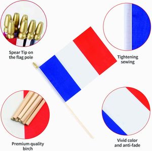 Expédition rapide, stock neuf, mini drapeau français en bois, petit drapeau à main pour les défilés sportifs, les fêtes, les décorations de <span class=keywords><strong>festivals</strong></span> - Product Image 3