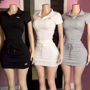 C0414 Conjunto de 2 Piezas de <span class=keywords><strong>Verano</strong></span> para <span class=keywords><strong>Mujer</strong></span>, Falda Deportiva con Estampado de Letras, Diseño Moderno, Casual - Product Image 1