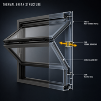 Fenêtre pliante en aluminium à double vitrage, insonorisée, étanche, isolante thermiquement, directement de l'usine