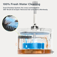 Seau à serpillière transparent Homettler, panier en plastique, manche télescopique, écologique, taux d'hydratation élevé, tampons de serpillière réutilisables, nettoyage