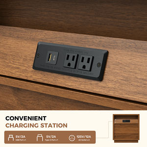 Chevet moderne en bois avec capteur LED, ports USB, prises AC, lumière RVB, mode musique, fonction de minuterie, pour hôpital/salle à manger/chambre à coucher - Product Image 2