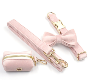 Rose gold hardware luxury velvet dog collar durable cozy soft webbing metal dog collar dog lead manufacturer