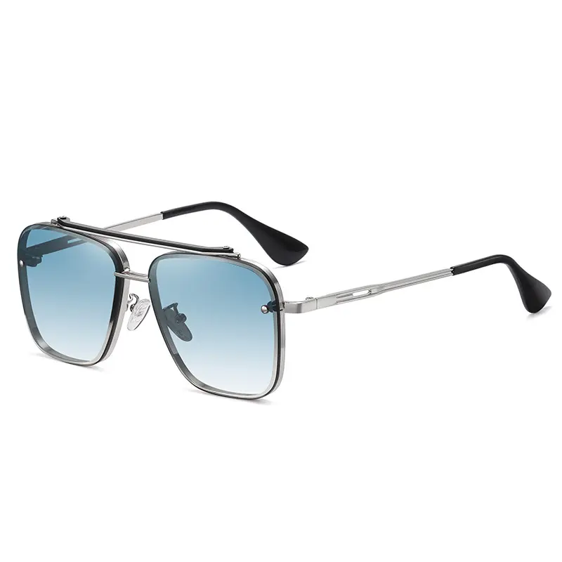 Venta al por mayor de gafas de sol de moda pesado ocio Metal degradado de gran tamaño logotipo personalizado gafas de sol hombres