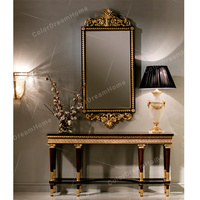 Table console en bois sculptée à la main de style classique de luxe avec miroir élégant meubles de salon royaux élégants