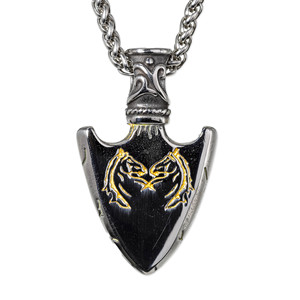 Collar Yunnique de Acero Inoxidable con Colgante de Escudo y Grabado de Cabeza de Caballo, Estilo Punk para Hombre, Joyería con Signo del Zodiaco - Product Image 1