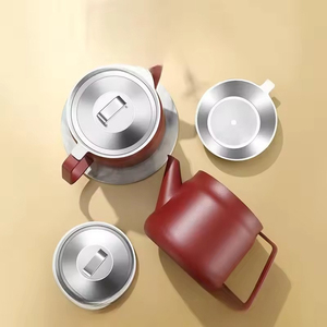 Théière en acier inoxydable rouge DSF76 avec couvercle et bec verseur, bouilloire durable et portable pour un usage quotidien à la maison - Product Image 5