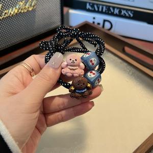 Maillard Bow Scrunchie Ästhetische Haar gummi für Brötchen und Pferdes chwanz Entzückendes Cartoon-Design - Product Image 4