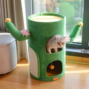 Tour à gratter pour chat en forme de cactus, avec plateau en sisal, meuble d'escalade multi-niveaux pour animaux de compagnie, OEM/ODM - Product Image 1