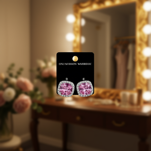 Orecchini a Perno in Oro Bianco Onu Station Wajirnoc con Cristalli Geometrici e Strass, Classici da Donna per Uso Quotidiano - Product Image 2