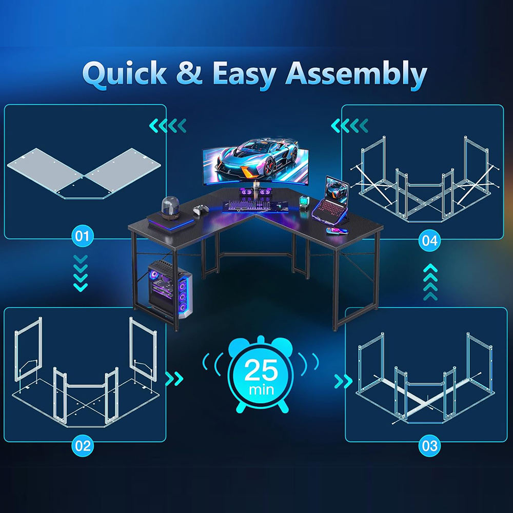 ORANGLES Electric Height Adjustable Gaming Desk | Steel Frame, 3-Segment Standing Desk, Sit-Stand Computer Table with Memory Controller (Kuwait) - angled perspective - presenting advantages - Image 4 of 6 | fits any environment | Purchase Electric Height Adjustable Gaming Desk | Steel Frame, 3-Segment Standing Desk, Sit-Stand Computer Table with Memory Controller (Kuwait) Michigan | Free Shipping ORANGLES